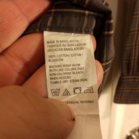 G.H. Bass & Co shirt mens L Large multicolor plaid river rock textures button - Picture 9 of 10